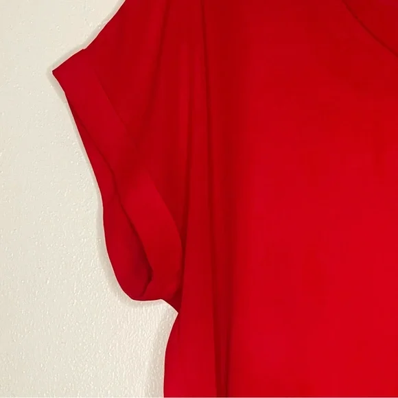 Pleione red capped short sleeve flowy blouse - Picture 4 of 7